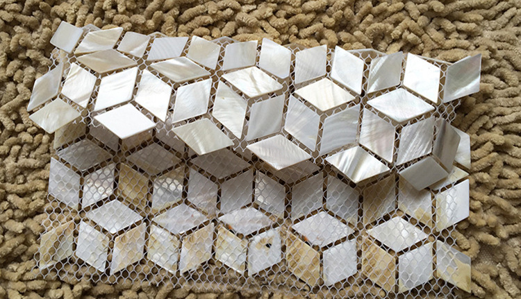 Rhombus white shell mosaic til - Tv Home Improvement ulasan dan harga