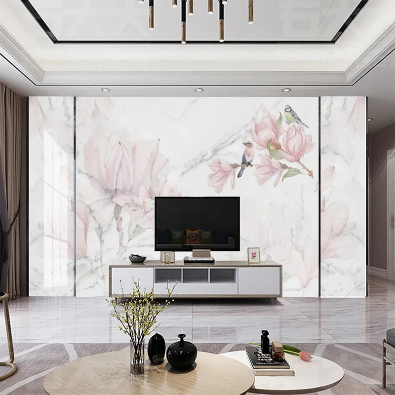 Custom 3D Mural Pink Flowers B - Tv Home Improvement ulasan dan harga