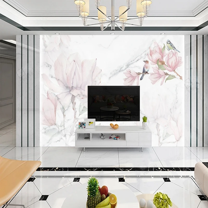 Custom 3D Mural Pink Flowers B - Tv Home Improvement ulasan dan harga